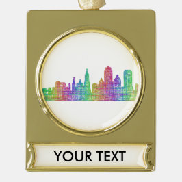 San Francisco Skyline Banner-Ornament Gold