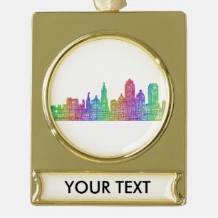 San Francisco Skyline Banner-Ornament Gold