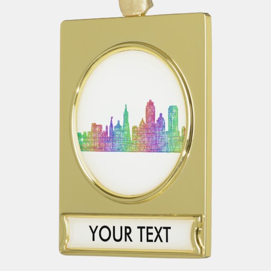San Francisco Skyline Banner-Ornament Gold (Links)