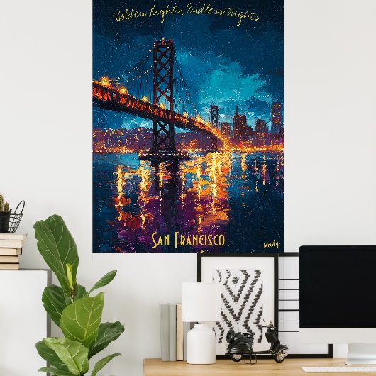 San Francisco Skyline bei Dusk Poster - Romantik (Heimbüro)