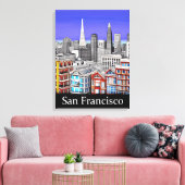San Francisco Skyline Colored Line Art Leinwanddruck (Insitu (Wohnzimmer))