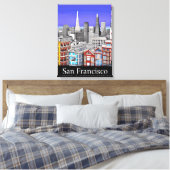 San Francisco Skyline Colored Line Art Leinwanddruck (Insitu (Schlafzimmer))