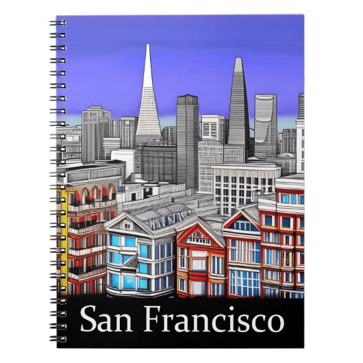 San Francisco Skyline Colored Line Art Notizblock (Vorderseite)