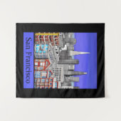 San Francisco Skyline Colored Line Art Wandteppich (Vorderseite (Horizontal))
