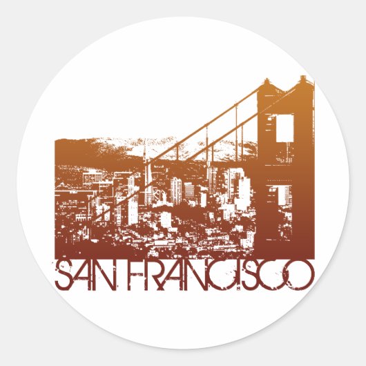 San Francisco Skyline Design Runder Aufkleber (Vorderseite)