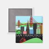 San Francisco Skyline Illustration Magnet (Vorderseite/Rückseite)