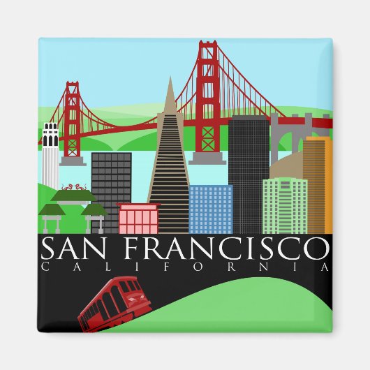San Francisco Skyline Illustration Magnet (Vorne)