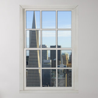San Francisco Skyline Imitate - Fake White Window Poster