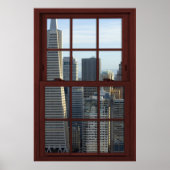 San Francisco Skyline Imitats Cherry Wood Window Poster (Vorne)