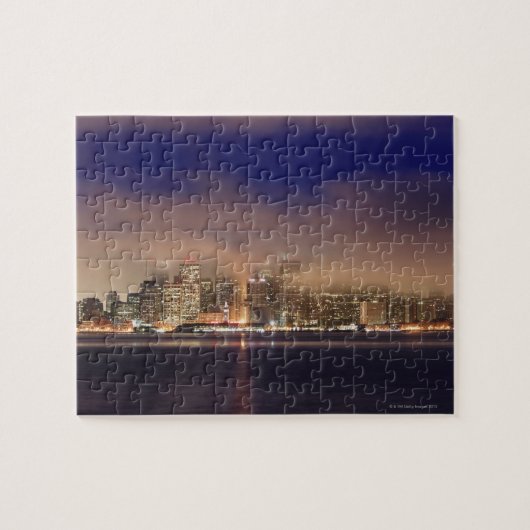 San Francisco Skyline in Nebel in der Nacht. Puzzle (Horizontal)
