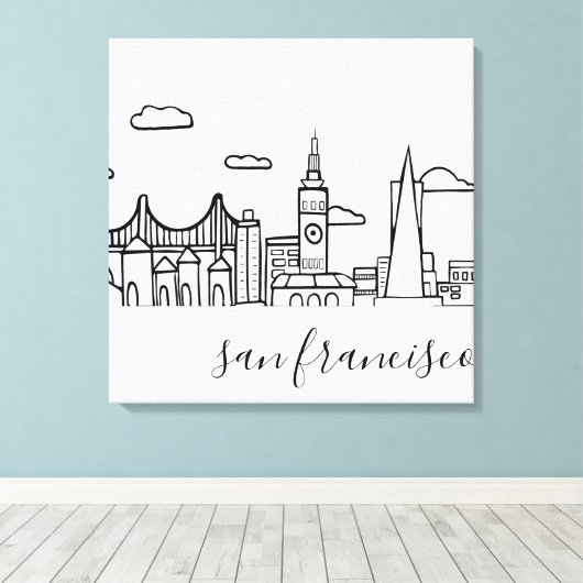 San Francisco Skyline Leinwanddruck (Insitu (Holzboden))