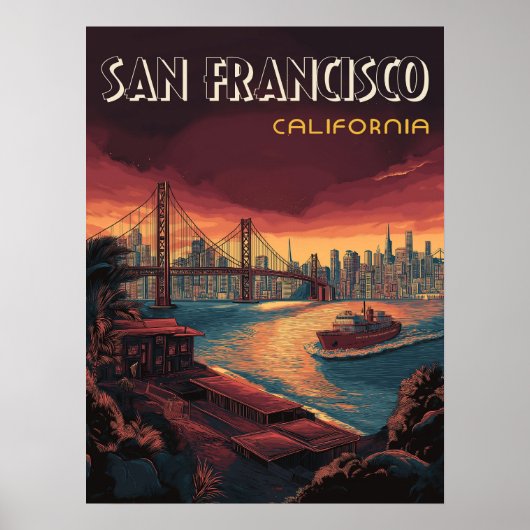 San Francisco Skyline mit Golden Gate Bridge Poster (Vorne)