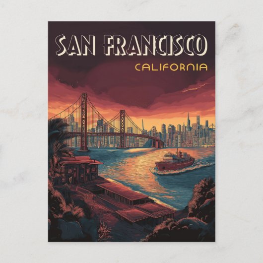 San Francisco Skyline mit Golden Gate Bridge Postkarte (Vorderseite)