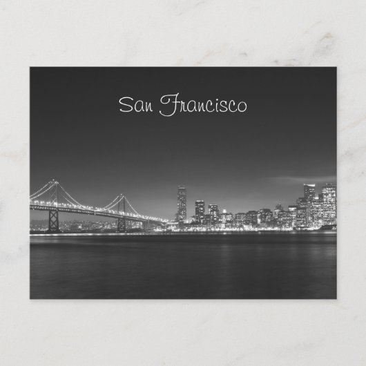 San Francisco Skyline Night Foto Postkarte (Vorderseite)