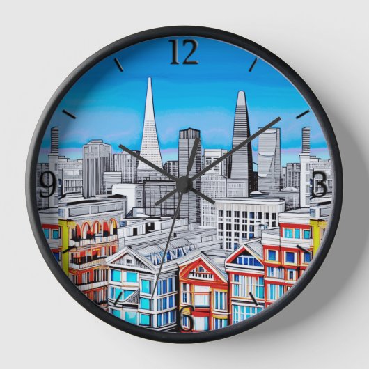 San Francisco Skyline Poster Art Uhr (Vorderseite)