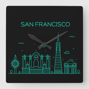 San Francisco skyline Quadratische Wanduhr