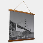 San Francisco Skyline | SF Gloden Gate Bridge Wandteppich Mit Holzrahmen (Gewinkelt)