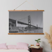 San Francisco Skyline | SF Gloden Gate Bridge Wandteppich Mit Holzrahmen (Schlafzimmer)