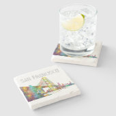 SAN FRANCISCO SKYLINE STEINUNTERSETZER (Seitenansicht)