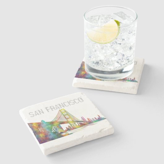 SAN FRANCISCO SKYLINE STEINUNTERSETZER (Seitenansicht)