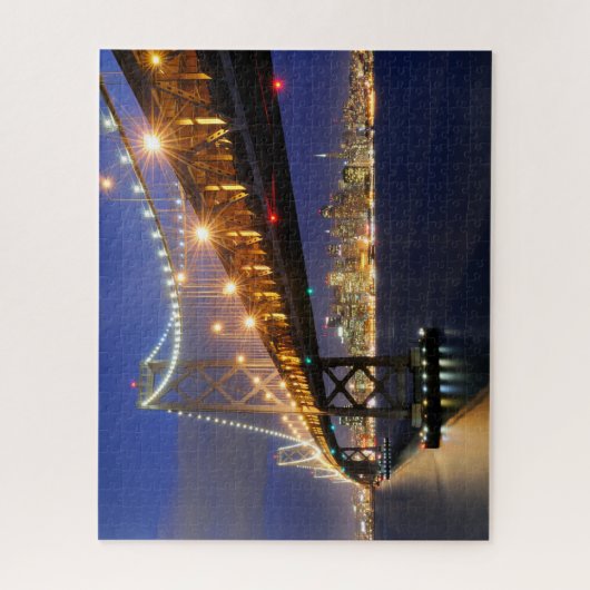 San Francisco Skyline und Bay Bridge bei Nacht Puzzle (Vertikal)