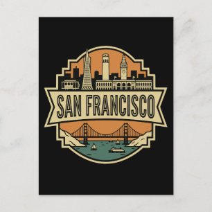 San Francisco Skyline und Golden Gate Bridge Postkarte
