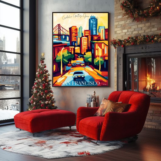 San Francisco Skyline und Golden Gate in Favist Poster