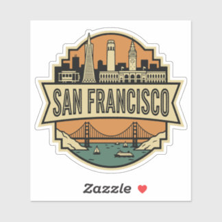 San Francisco Skyline Vintage Retro Reiseabzeichen Aufkleber