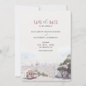 San Francisco Skyline Watercolor Save the Date Einladung (Vorderseite)