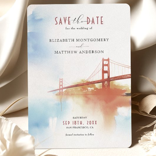 San Francisco Skyline Watercolor Save the Date Einladung