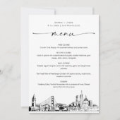 San Francisco Skyline Wedding Dinner Menu Card 12x (Vorderseite)