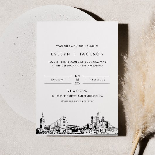San Francisco Skyline Wedding Invite mit Foto Einladung