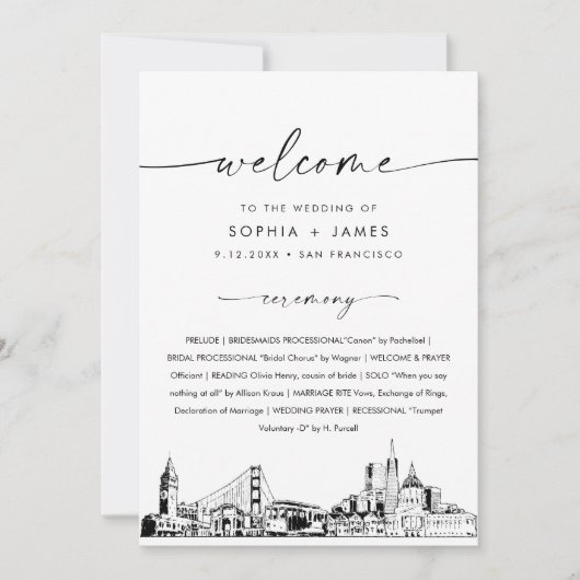 San Francisco Skyline Wedding Program 12x18 Card Einladung (Vorderseite)