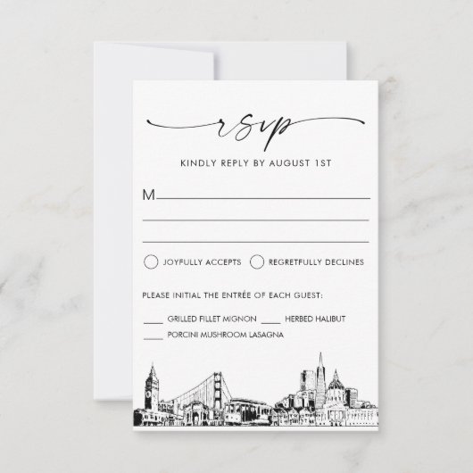 San Francisco Skyline Wedding RSVP Response Card (Vorderseite)