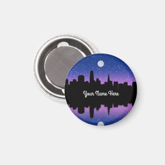 San Francisco Skyline Zeichne #1 Round Magnet (Vorderseite/Rückseite)
