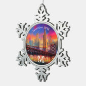 San Francisco Snowflake Pewter Weihnachtsschmuck Schneeflocken Zinn-Ornament (Rechts)