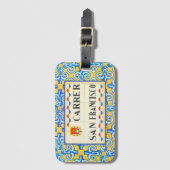San Francisco Spanisch Gelb Blau Dekorative Tiles Gepäckanhänger (Vorderseite Vertikal)