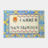 San Francisco Spanish Street Sign Yellow Blue Tile Fußmatte (Vorderseite)