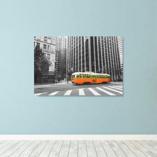 San Francisco Streetcar in selektiver Farbe Leinwanddruck (Insitu (Holzboden))