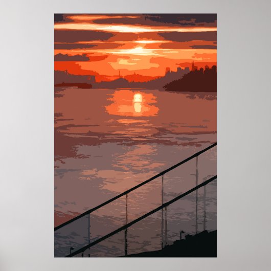 San Francisco Sunrise Retro Poster (Vorne)