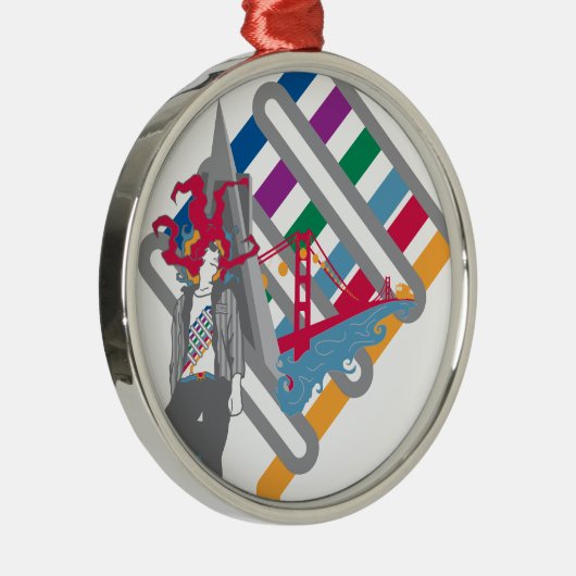 San-Francisco-Szene Silbernes Ornament (Rechts)