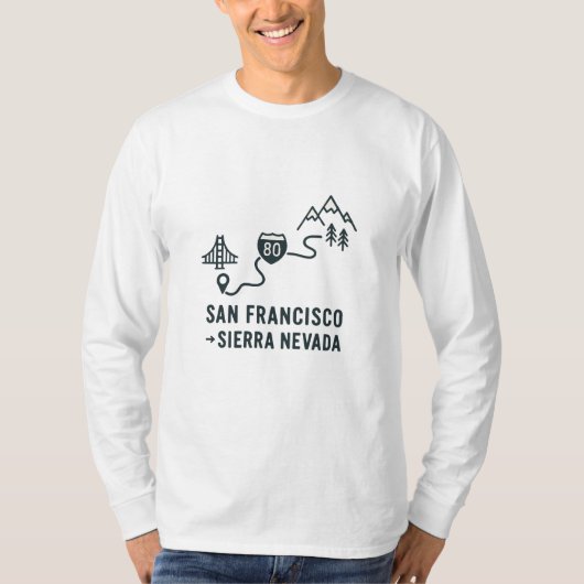 San Francisco to Sierra Nevada Route Design  T-Shirt (Vorderseite)