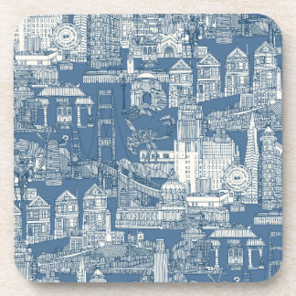 San Francisco Toile Kobalt-Denim Getränkeuntersetzer