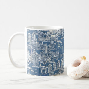 San Francisco Toile Kobaltblau Denim Kaffeetasse