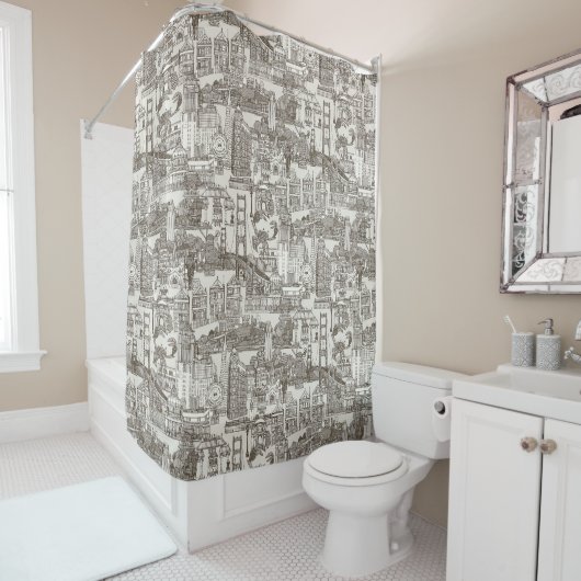 San Francisco Toile Teebraun Starkweiß Duschvorhang (Beispiel)