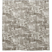 San Francisco Toile Teebraun Starkweiß Duschvorhang (Vorderseite)
