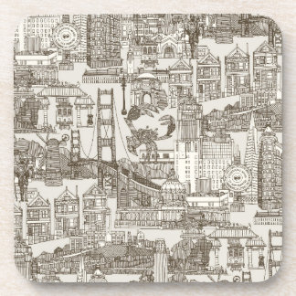 San Francisco Toile Teebraun Starkweiß Getränkeuntersetzer