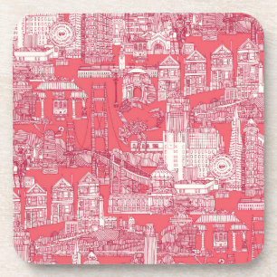San Francisco Toile Viva Magenta Rosenpink Getränkeuntersetzer