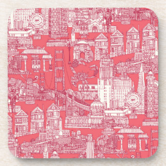 San Francisco Toile Viva Magenta Rosenpink Getränkeuntersetzer