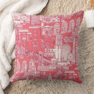 San Francisco Toile Viva Magenta Rosenpink Kissen